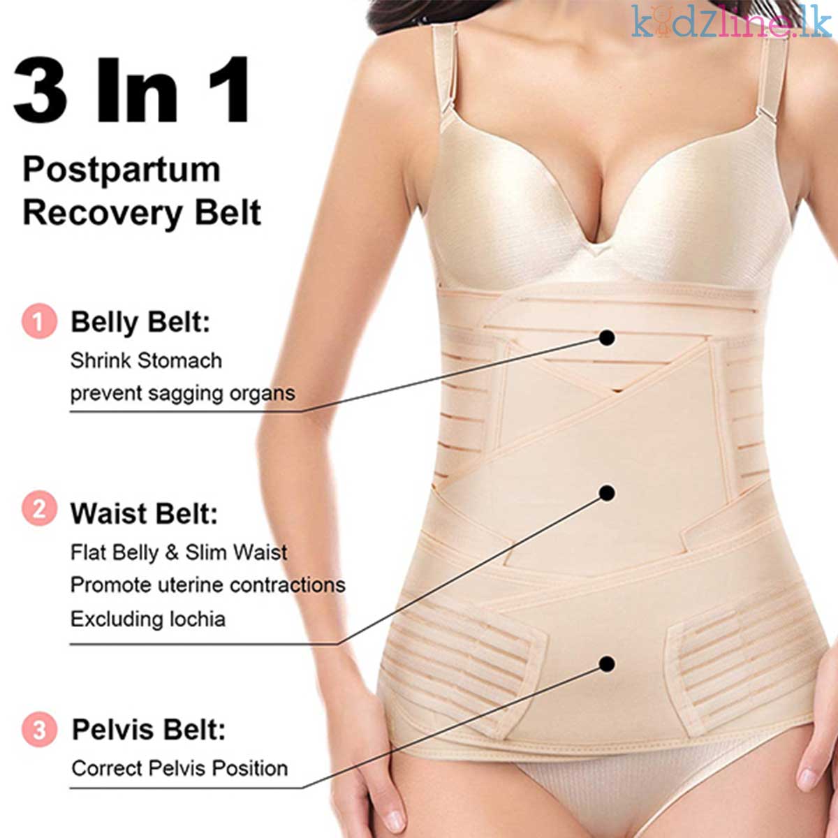 3 in 1 Post Pregnancy Belt for Belly, Waist & Pelvis Slimming