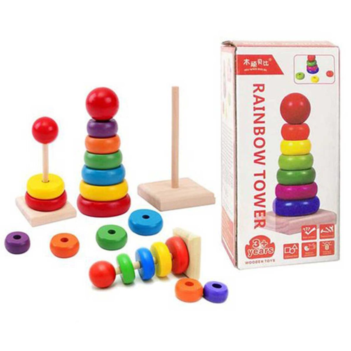 Wooden Toys Rainbow Tower