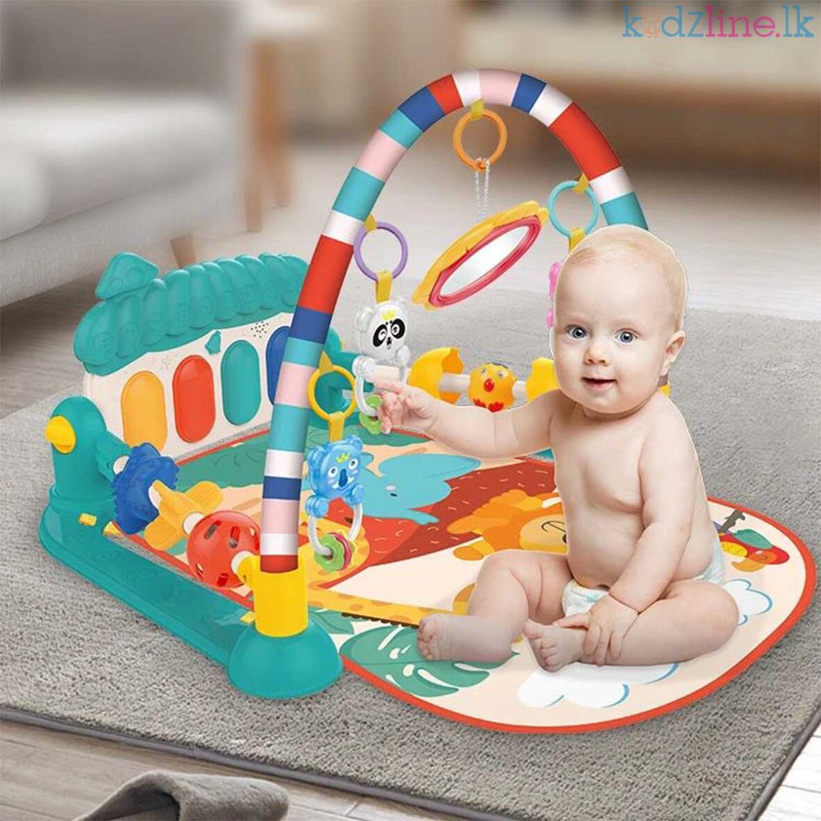 Huanger Play Piano Gym Mat with Side Play Rattles