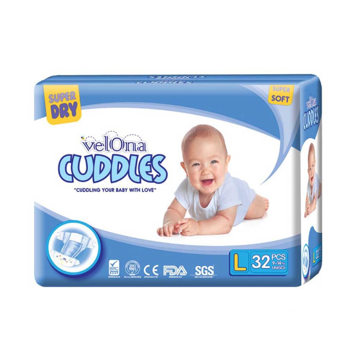 Velona Cuddles Baby Diaper Large 32pcs (Sticker Type)